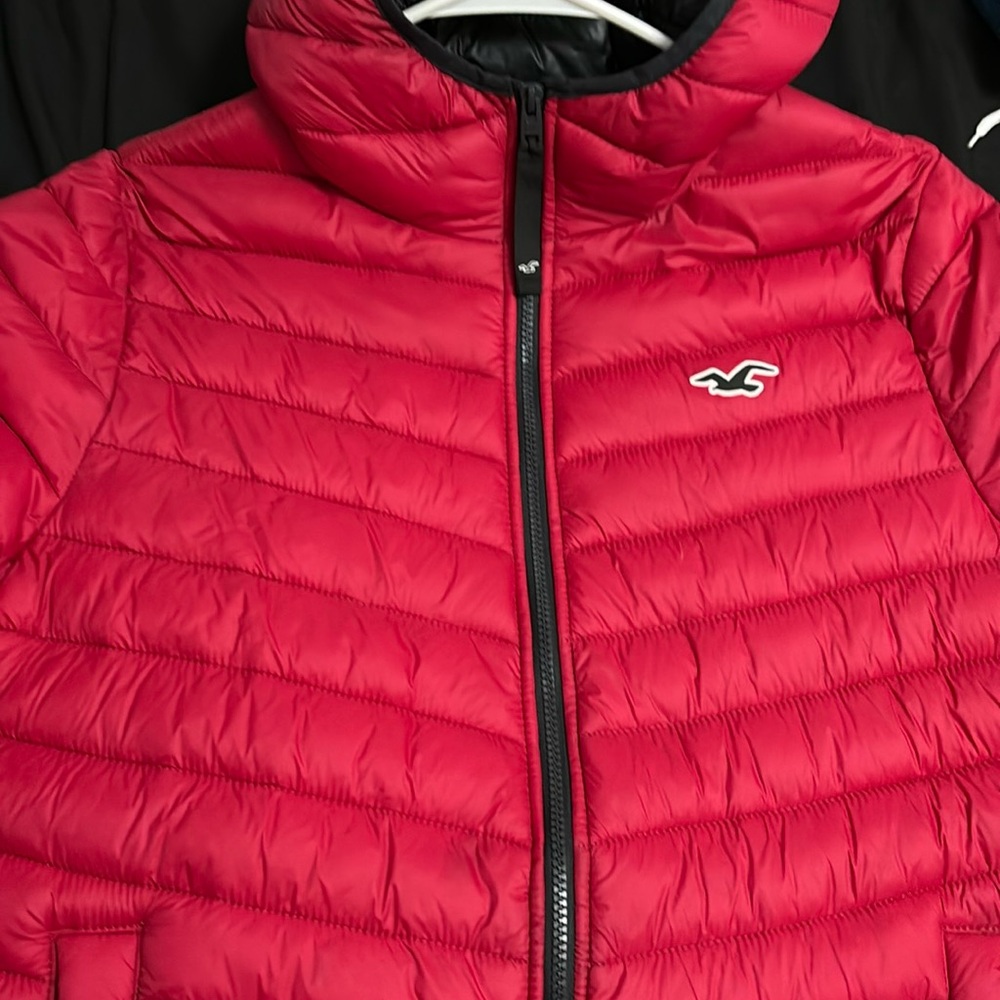 Red holister puffer jacket